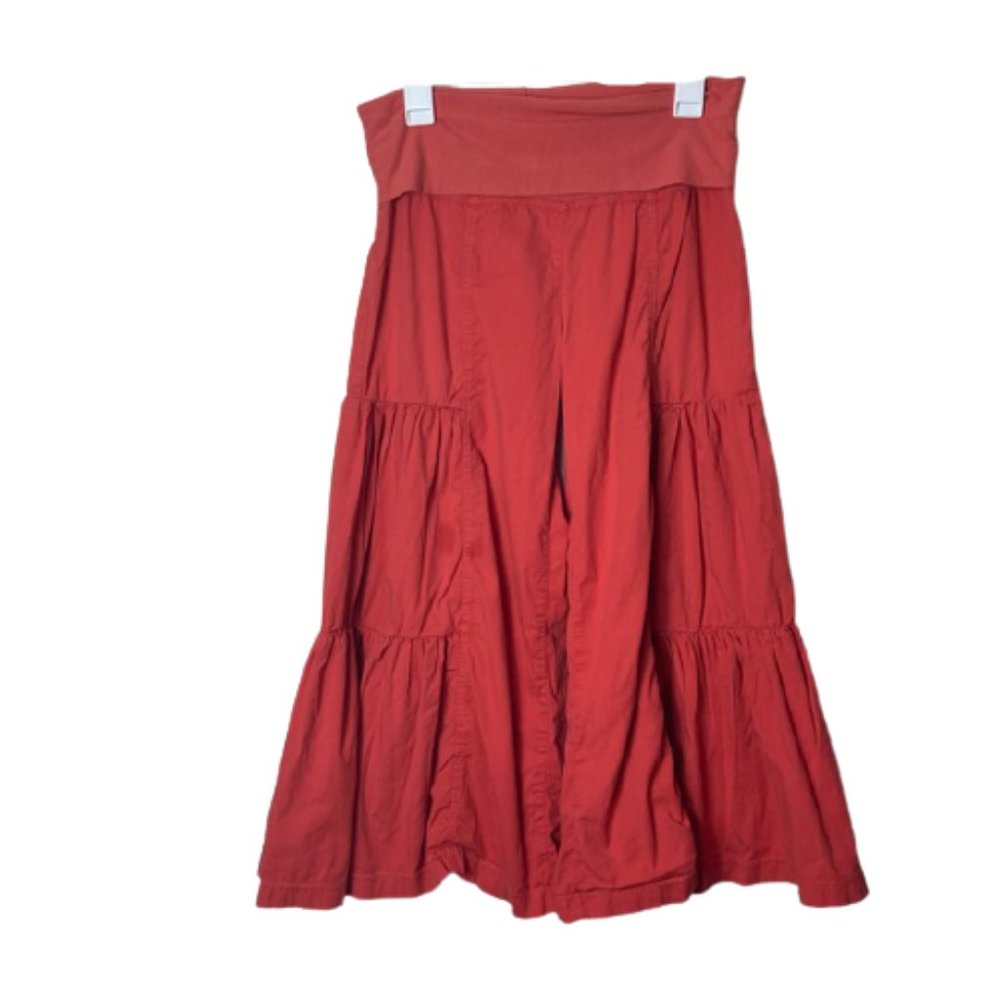 XCVI orange ruffle tiered skirted pants fold over waist M lagenlook